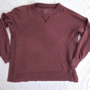 Aerie Oversized Fleece Crewneck Burgundy Size Small